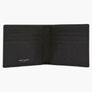 Saint Laurent Monogram Croc-Embossed Leather Bi-Fold Wallet Black
