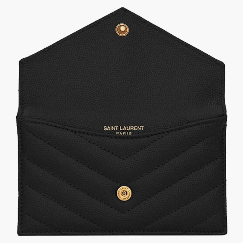 Saint Laurent Monogram Flap Case Case Grain de Poudre Black
