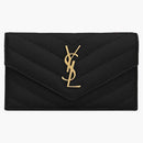 Saint Laurent Monogram Flap Card Case Grain De Poudre Black