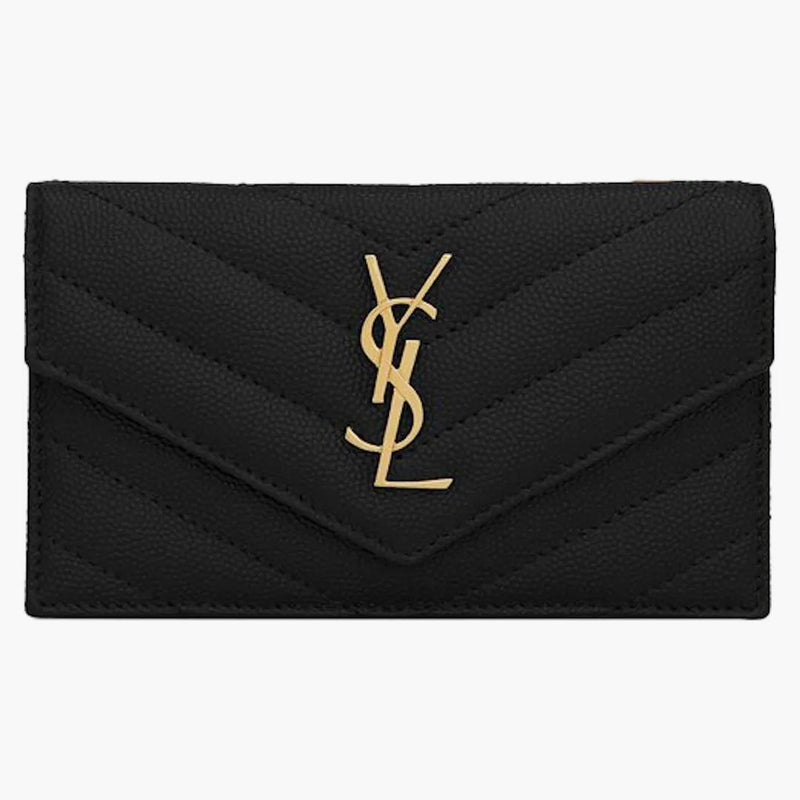 Saint Laurent Monogram Flap Case Case Grain de Poudre Black