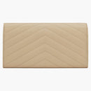 Saint Laurent Monogram Flap Wallet Matelasse Grain de Poudre Large Powder