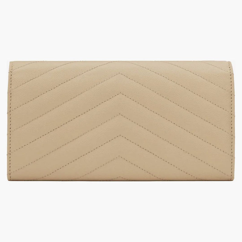 Saint Laurent Monogram Flap Wallet Matelasse Grain De Poudre Large Powder