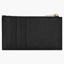 Saint Laurent Monogram Fragments Zippered Card Case Grain De Poudre Black