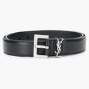 Saint Laurent Monogram Square Buckle Belt Silver-Tone Black