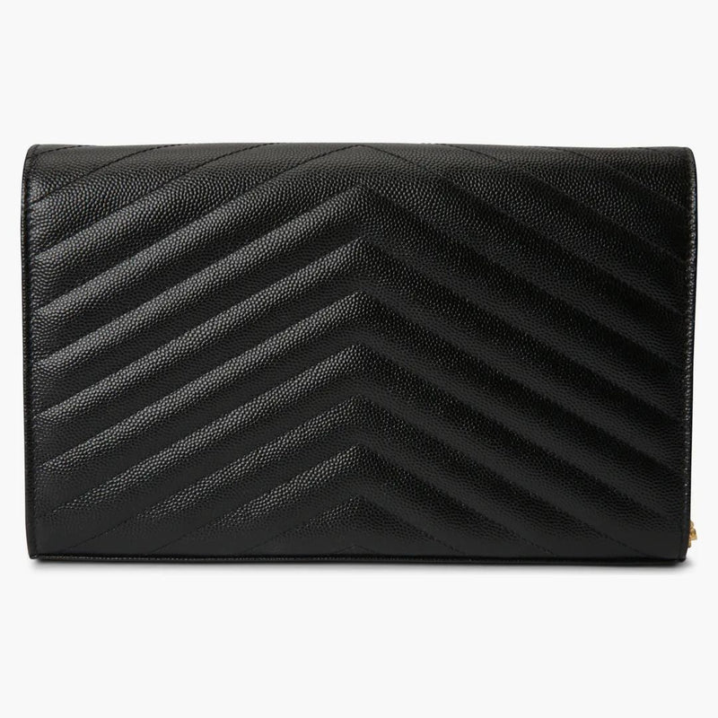 Svatý Laurent Monogram Chain Peněženka Matelasse Grain de Poudre Gold-Tone Black