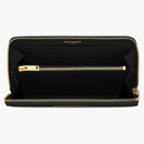 Saint Laurent Monogram Zip Around Wallet Grain de Poudre Black