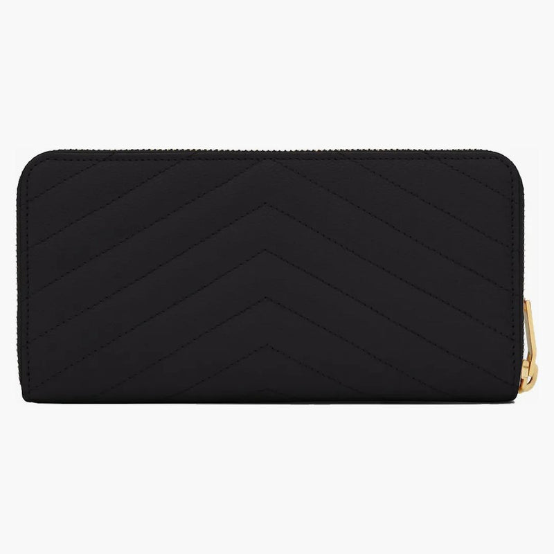 Saint Laurent Zip kolem peněženky Velká monogram zrno de poudre černá