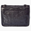 Saint Laurent Niki Baby Crinklede Leather Shoulder Bag Black