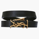 Saint Laurent Opyum Pulsera de doble envoltura en cuero y metal negro/tono de oro