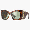 Saint Laurent Oversized Sunglasses Havana/green (sl-m119-blaze-002)