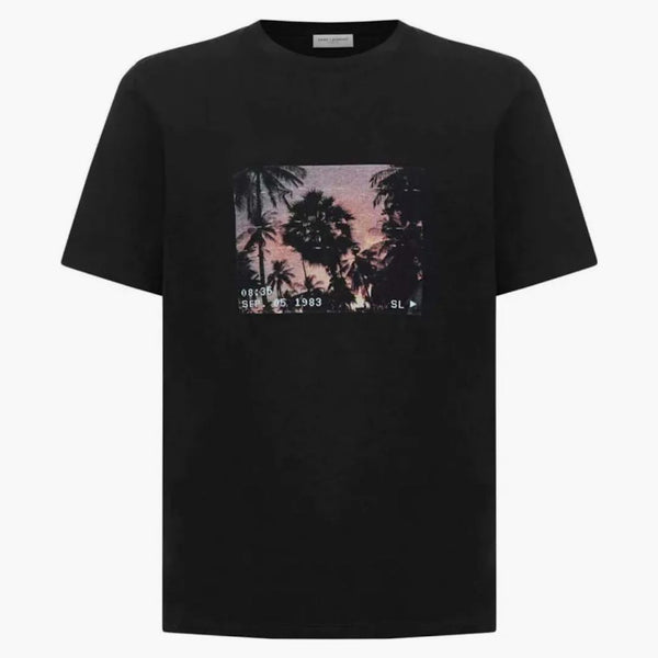 Tričko Saint Laurent Palm Tree (646358 Y36AA 1068) Černá/vícebarevná