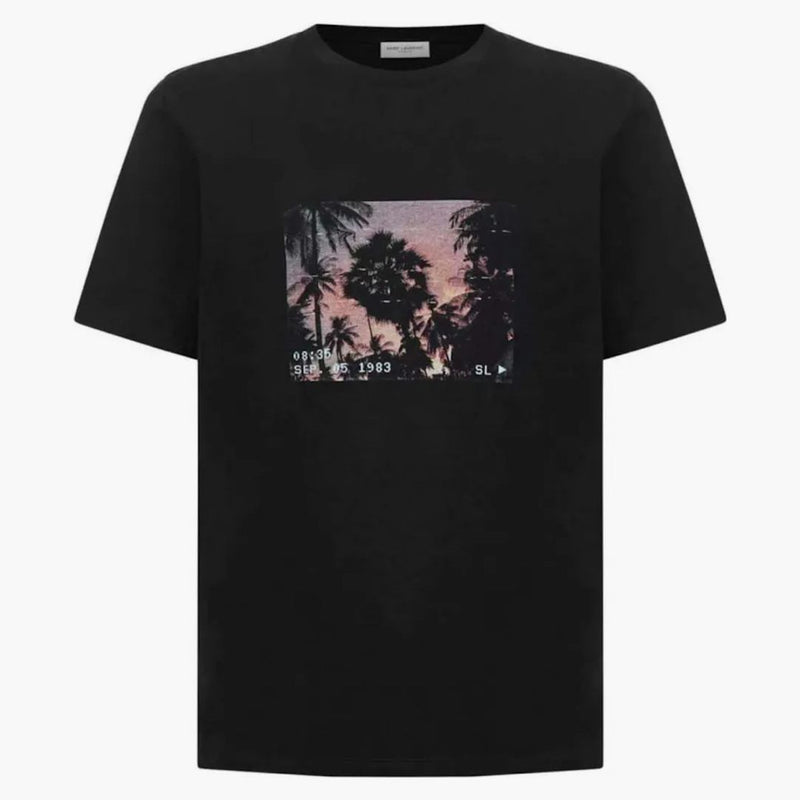 Tričko Saint Laurent Palm Tree (646358 Y36AA 1068) Černá/vícebarevná