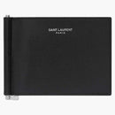 Saint Laurent Paris Bill Clip Wallet in Grain de Poudre embossed Leather Black