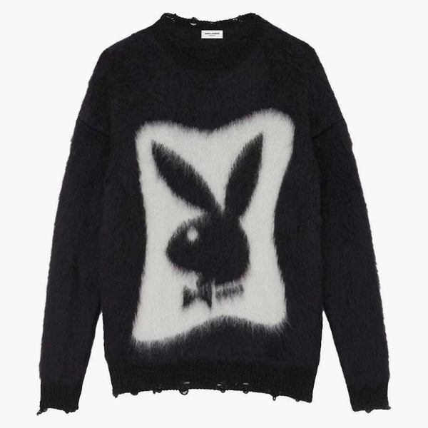 Svetr s Saint Laurent Playboy in Mohair Black White