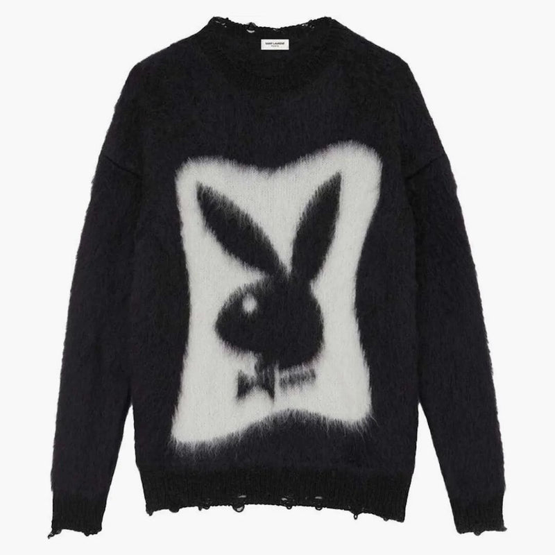 Svetr s Saint Laurent Playboy in Mohair Black White