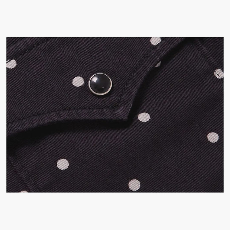 Saint Laurent Polka-Dot denim Western Shirt Navy