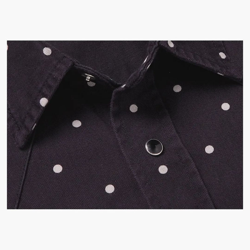 Saint Laurent Polka-Dot denim Western Shirt Navy