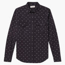 Svatý Laurent Polka-Dot Denim Western Shirt Navy