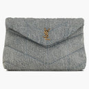 Saint Laurent buffer in denim and smooth Leather Small Blue-Gray/Light Azure