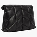 Saint Laurent Buffer in Quilted Lambskin Pouch Black/Silver-Tone
