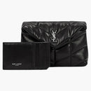 Saint Laurent Buffer in Quilted Lambskin Pouch Black/Silver-Tone
