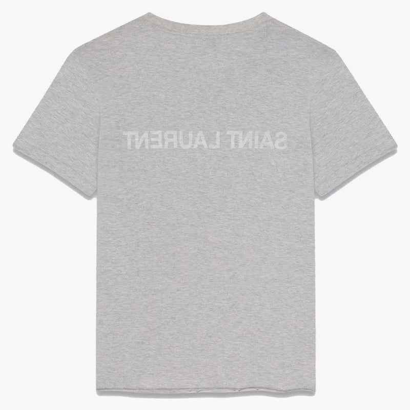 Saint Laurent Reverse T-shirt Gris Chine Et Natural