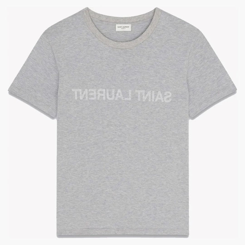 Saint Laurent Reverse T-shirt Gris Chine Et Natural