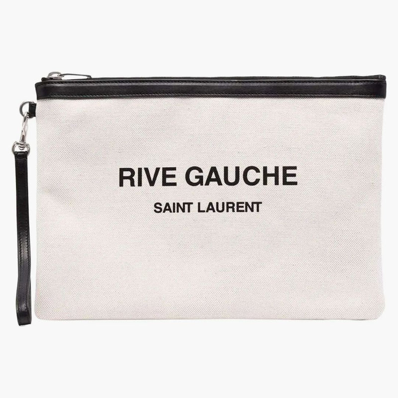 Saint Laurent Rive Gauche Zipped Pouch Off White/black