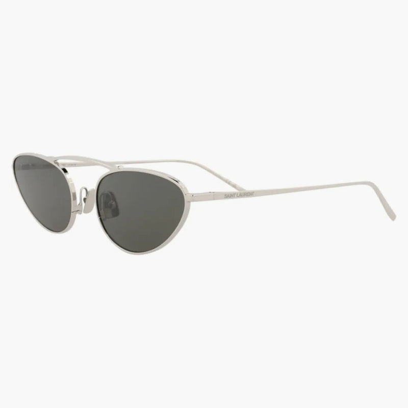 Saint Laurent Round-Frame Metal Solglasögon Silver/Silver/Gray (SL538-30013515-002)