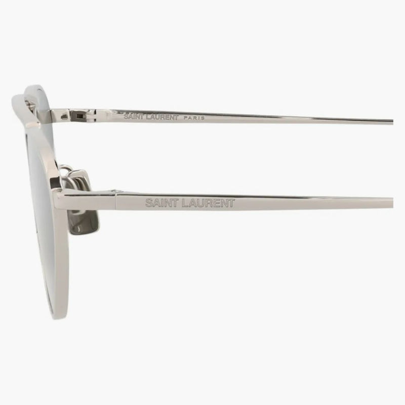 Saint Laurent Round-Frame Metal Solglasögon Silver/Silver/Gray (SL538-30013515-002)