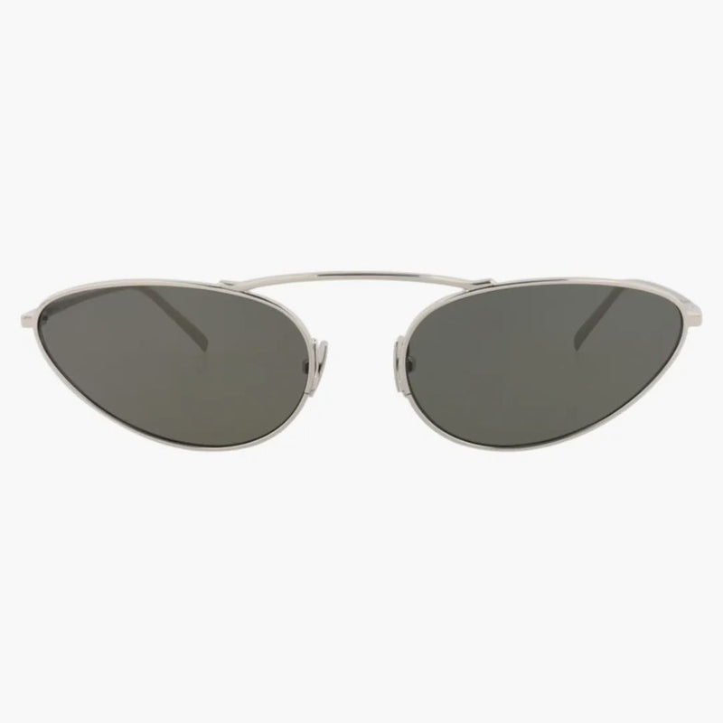 Saint Laurent Round-Frame Metal Solglasögon Silver/Silver/Gray (SL538-30013515-002)