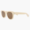 Saint Laurent Round-Frame Recycled Acetate Sunglasses Ivory/Ivory/Brown (SL571-30014069-005)