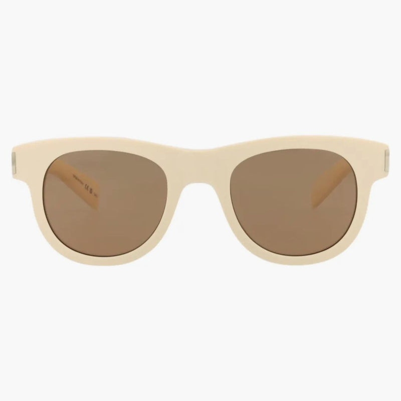 Recyklované acetátové sluneční brýle s Saint Laurent Round-Frame Ivory/Ivory/Brown (SL571-30014069-005)