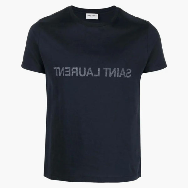 Saint Laurent Round Neck Tričko Marine/Naturel