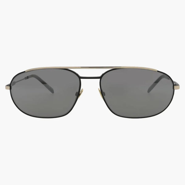 Occhiali da sole ovali rotondi di Saint Laurent Black/Black/Silver (SL561-30013779-003)