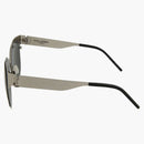 Gafas de sol ovales redondas de Saint Laurent Plata/plata/gris (SLM42-30007184-005)