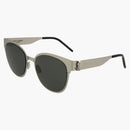 Gafas de sol ovales redondas de Saint Laurent Plata/plata/gris (SLM42-30007184-005)