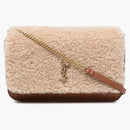 Saint Laurent Shearling Monogram Phone Holder Bag Tan/Beige