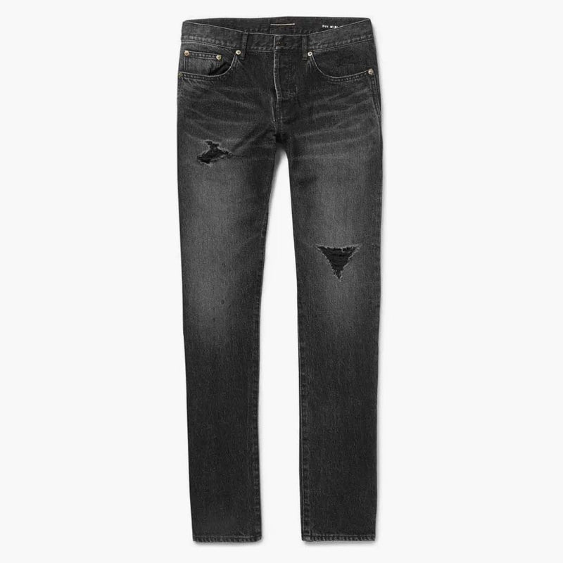 Saint Laurent Slim-fit Distressed Denim Jeans Black