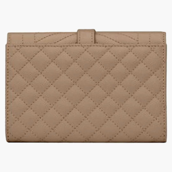 Saint Laurent Small Envelope Wallet In Mix Matelasse Grain de Purse präglat läder mörk beige