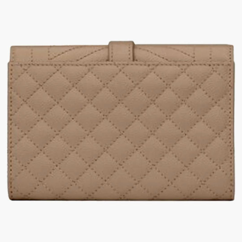 Saint Laurent Small Envelope Wallet In Mix Matelasse Grain de Purse präglat läder mörk beige