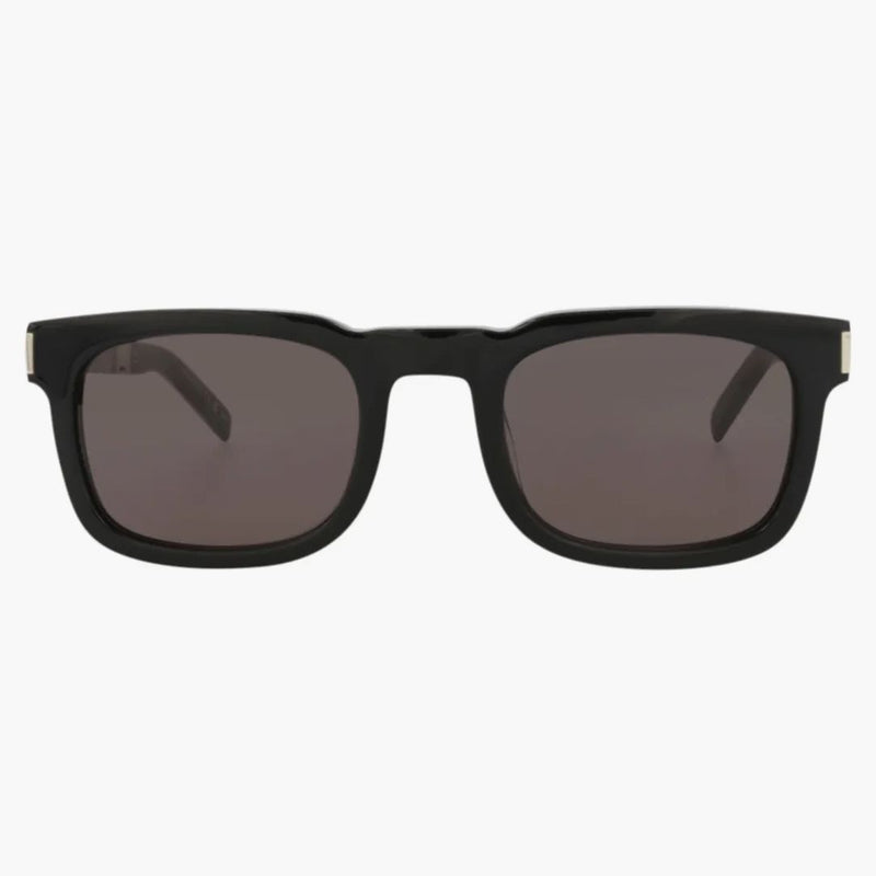 Svatý rám Saint Laurent Square Recyklované acetátové sluneční brýle černé/stříbrné/černé (SL581-3001411-001)
