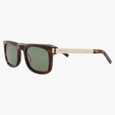 Saint Laurent Square Frame återvunnet acetat solglasögon Havanna/Gold/Green (SL581-3001411-002)