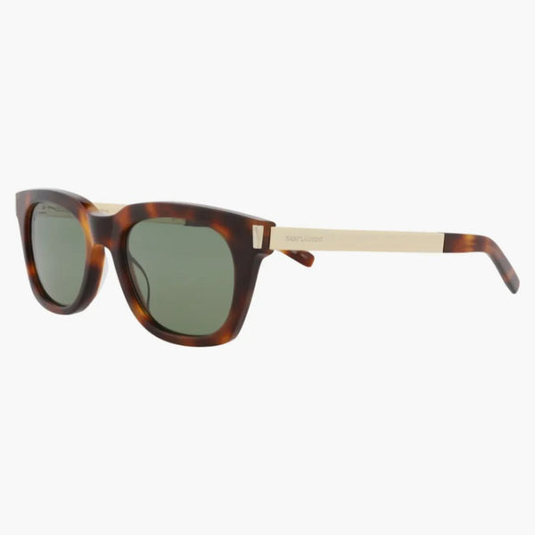 Recyklované sluneční brýle s acetátem Saint Laurent Square Havana/Gold/Green (SL582-3001414-002)