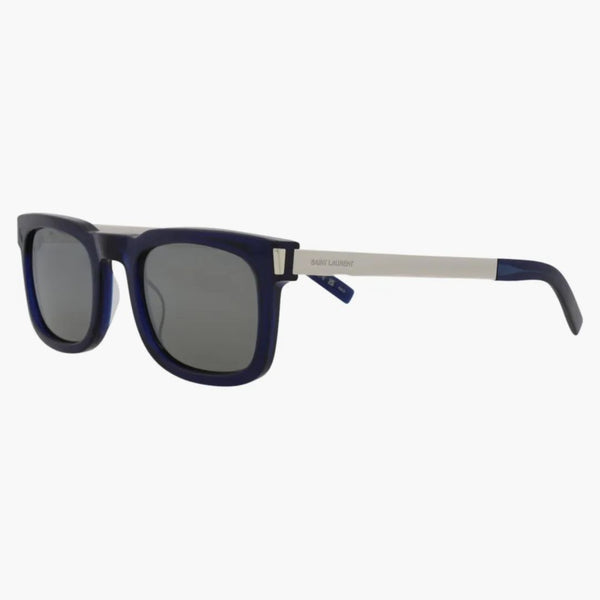 Occhiali da sole rettangolari Saint Laurent Square blu/argento (SL581-3001411-006)