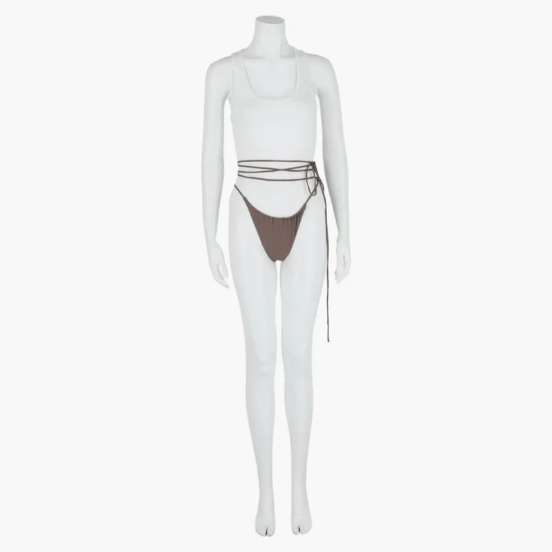 Saint Laurent Strappy Bikini Bottom Grey