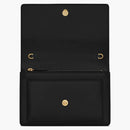 Saint Laurent Sunset Chain Wallet In Smooth Leather Noir
