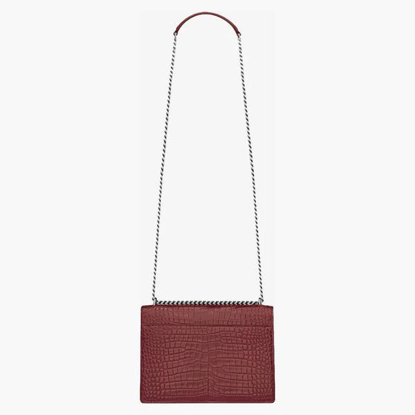 Saint Laurent Sunset Crocodile Relised Calfskin střední granát