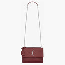 Saint Laurent Sunset Crocodile Embossed Calfskin Medium Garnet