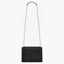 Saint Laurent Sunset Crocodile en relieve de cuero brillante negro